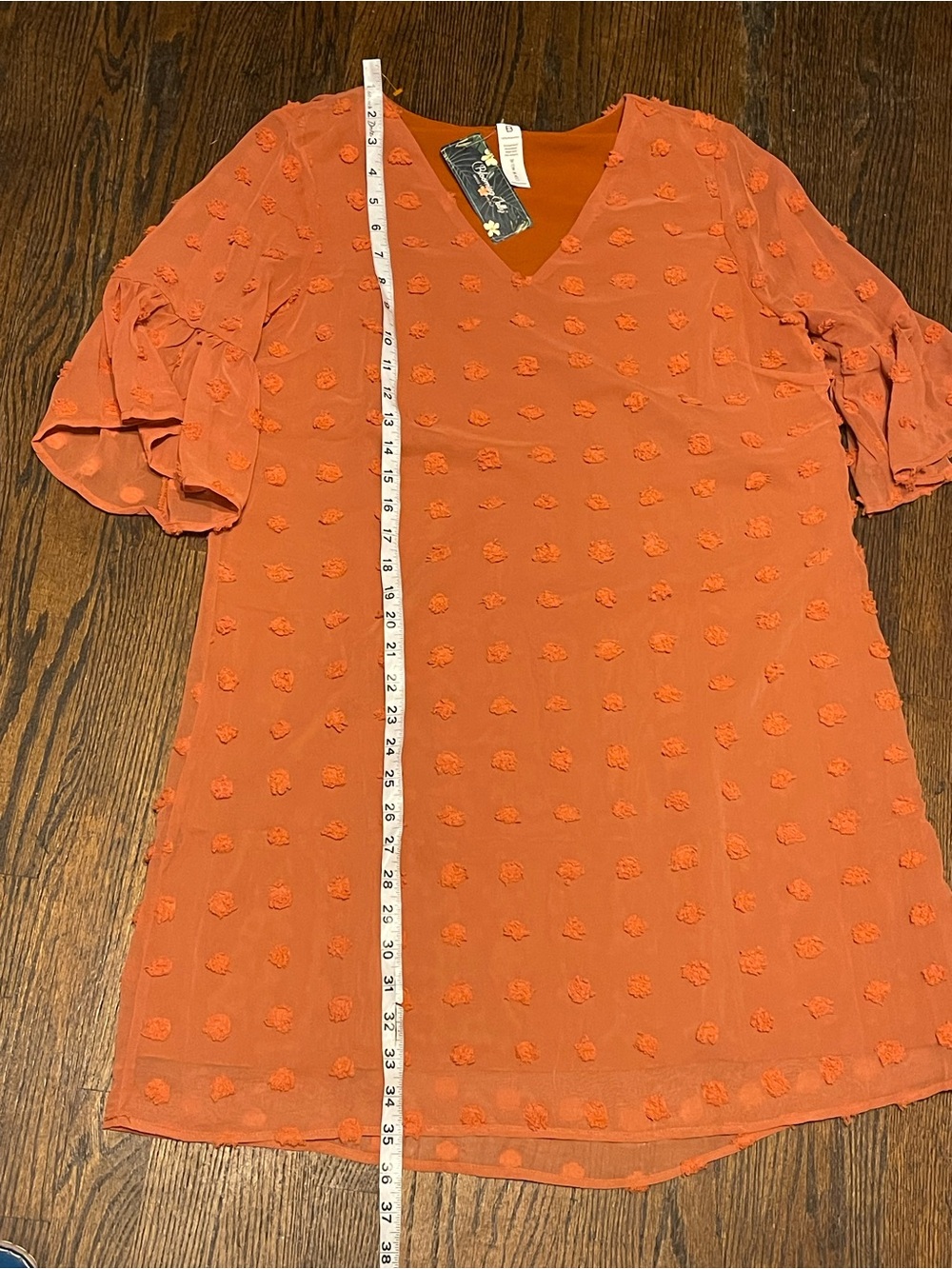 Blooming Jelly bohemian Orange Textured V‑Neck Dress size M NWT - Picture 10 of 11